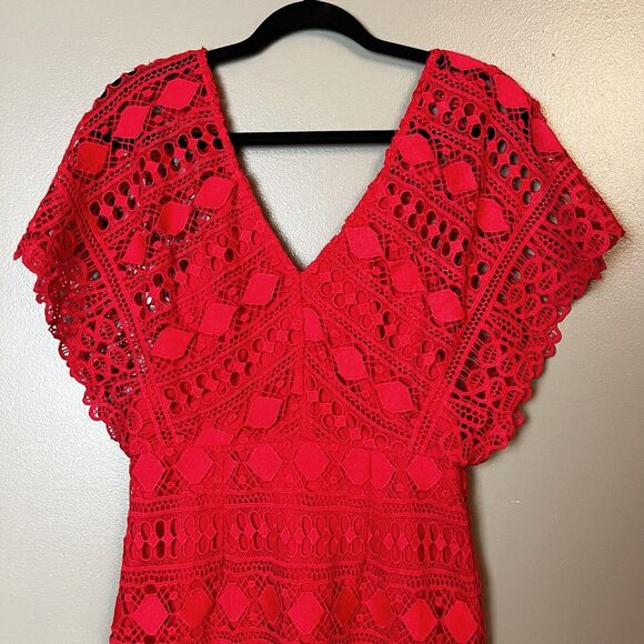 Lulu's Red Flutter Sleeve Bodycon Mini Dress - Picture 4 of 15